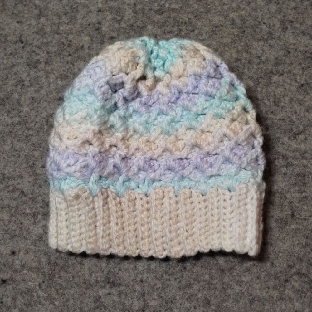 Baby Newborn Handmade Crochet Beanie Hat, Pastel, Acrylic
